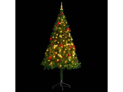 Umělý vánoční stromek ozdobený s baňkami a LED 180 cm zelený
