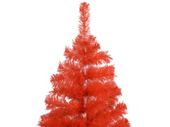 Umělý vánoční stromek s LED a sadou koulí červený 150 cm PVC