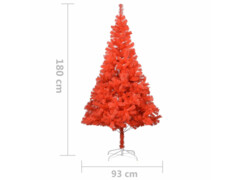 Umělý vánoční stromek s LED a sadou koulí červený 180 cm PVC