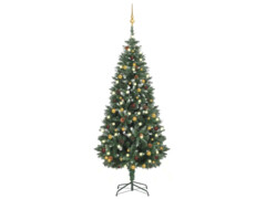 Umělý vánoční stromek s LED diodami a sadou koulí 180 cm