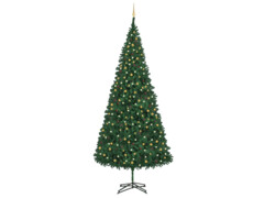Umělý vánoční stromek s LED diodami a sadou koulí 500 cm zelený