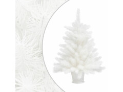 Umělý vánoční stromek s LED diodami a sadou koulí bílý 65 cm