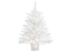Umělý vánoční stromek s LED diodami a sadou koulí bílý 65 cm