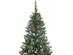 Umělý vánoční stromek s LED diodami a se šiškami 180 cm