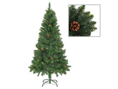 Umělý vánoční stromek s LED diodami a se šiškami zelený 150 cm