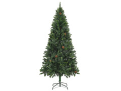 Umělý vánoční stromek s LED diodami a se šiškami zelený 180 cm