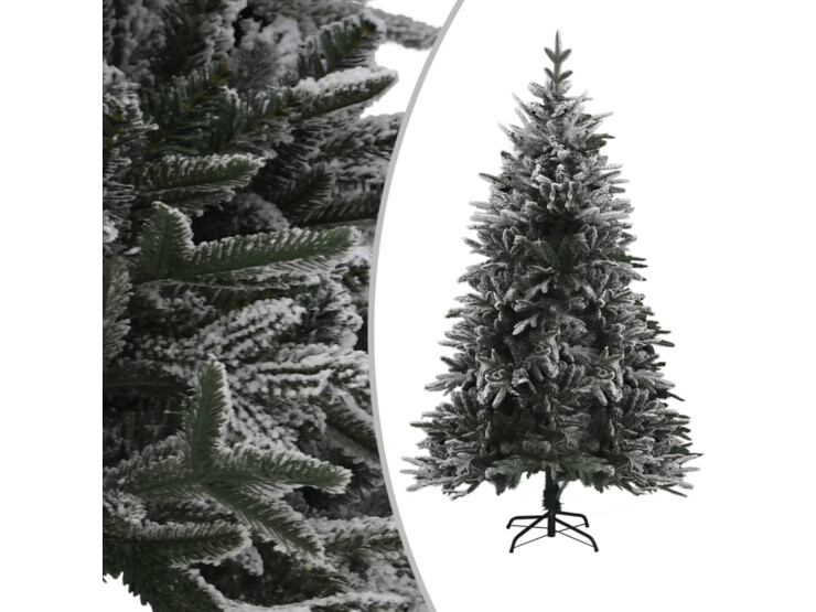 Umělý vánoční stromek s vločkami sněhově zelený 210 cm PVC a PE