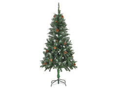 Umělý vánoční stromek se šiškami a bílými třpytkami 150 cm