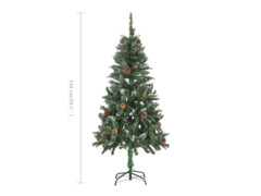 Umělý vánoční stromek se šiškami a bílými třpytkami 150 cm