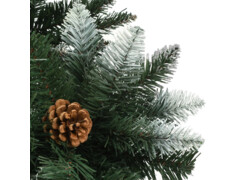 Umělý vánoční stromek se šiškami a bílými třpytkami 210 cm