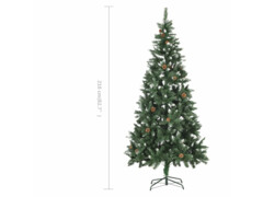 Umělý vánoční stromek se šiškami a bílými třpytkami 210 cm