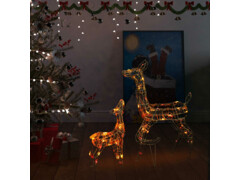 Vánoční dekorace akrylová sobí rodina 160 LED diod barevná