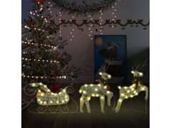 Vánoční dekorace sobi a sáně 60 LED venkovní zlatá