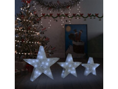 Vánoční LED hvězdy 3ks bílá síťovina venkovní i vnitřní použití