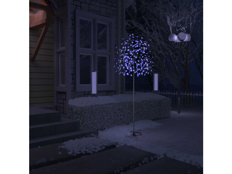 Vánoční strom 220 LED modré světlo třešňový květ 220 cm
