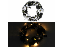 Vánoční věnec s LED světly černý 60 cm PVC