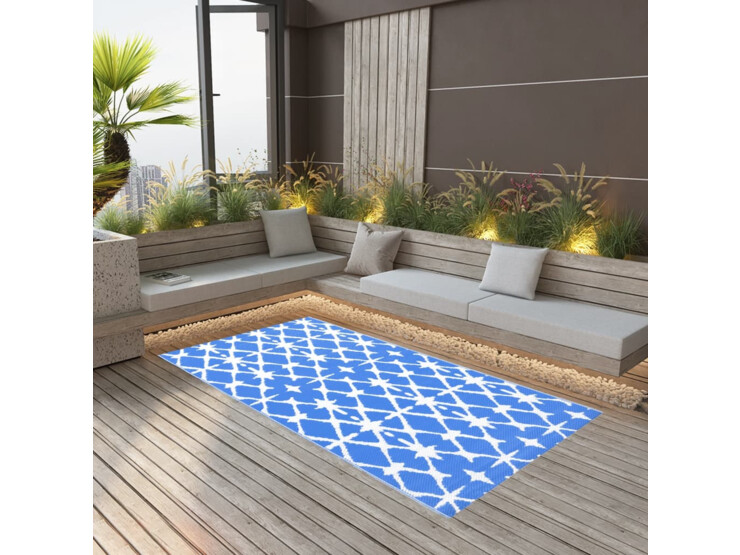 Venkovní koberec modrý a bílý 160 x 230 cm PP
