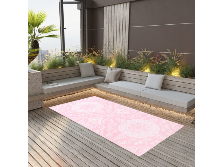 Venkovní koberec růžový 190 x 290 cm PP