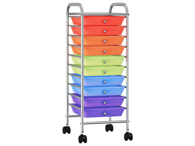  Mobilní úložný vozík s 10 zásuvkami vícebarevný plastový