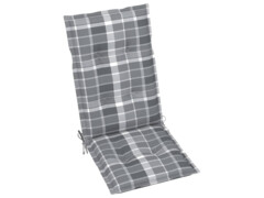  Podušky na zahradní židle 2 ks šedé kárované 120 x 50 x 7 cm