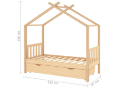  Rám dětské postele se zásuvkou masivní borovice 80 x 160 cm