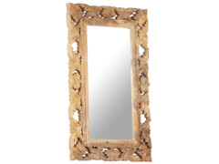  Ručně vyřezávané zrcadlo hnědé 80 x 50 cm masivní mangovník