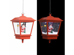  Vánoční závěsná lampa LED světlo a Santa červená 27x27x45 cm