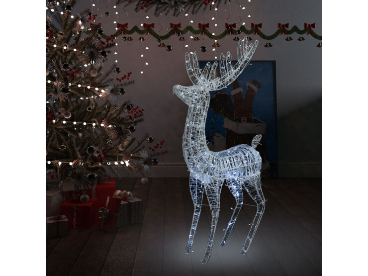 XXL Akrylový vánoční sob 250 studených bílých LED diod 180 cm