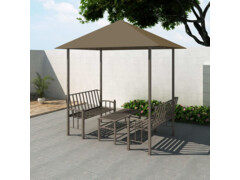 Zahradní altán + stůl a lavice 2,5x1,5x2,4 m taupe 180 g/m²