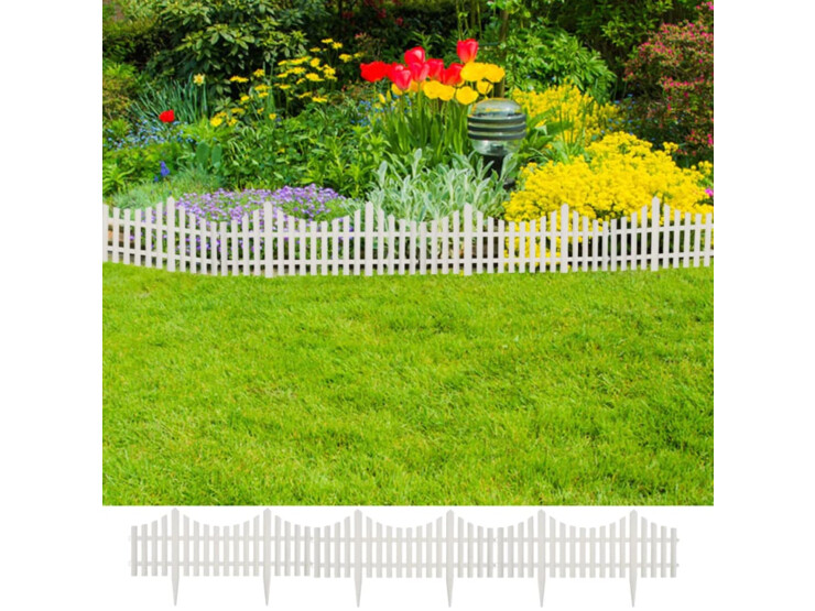 Zahradní dekorativní plot 17 ks / 10 m - bílý
