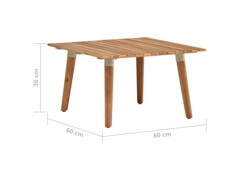 Zahradní konferenční stolek 60 x 60 x 36 cm masivní akácie