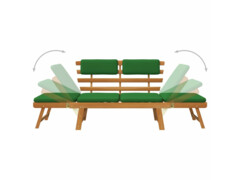 Zahradní lavice s poduškami 2 v 1 190 cm masivní akáciové dřevo