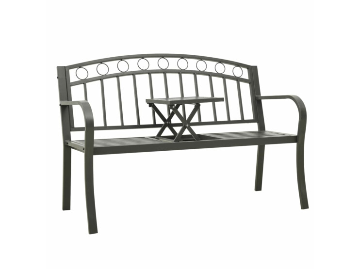 Zahradní lavice se stolem 125 cm ocel šedá
