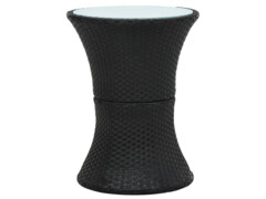 Zahradní odkládací stolek tvar bubnu černý polyratan