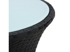 Zahradní odkládací stolek tvar bubnu černý polyratan