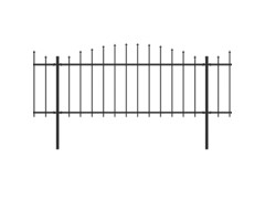 Zahradní plot s hroty ocel (0,5–0,75) x 11,9 m černý