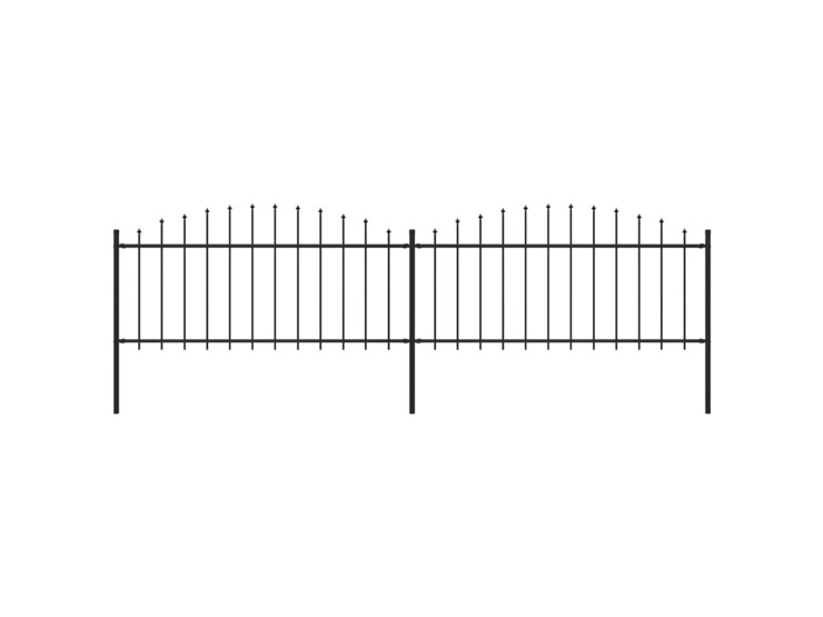 Zahradní plot s hroty ocel (0,5–0,75) x 3,4 m černý