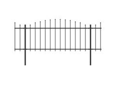 Zahradní plot s hroty ocel (0,5–0,75) x 5,1 m černý