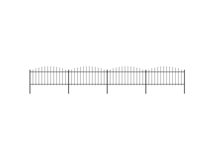 Zahradní plot s hroty ocel (0,5–0,75) x 6,8 m černý