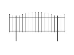Zahradní plot s hroty ocel (0,5–0,75) x 6,8 m černý