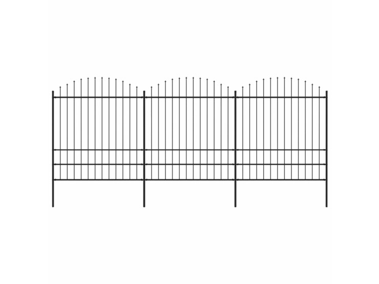 Zahradní plot s hroty ocel (1,75–2) x 5,1 m černý