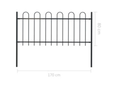 Zahradní plot s obloučky ocelový 1,7 m černý