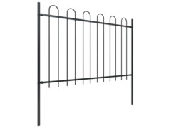 Zahradní plot s obloučky ocelový 10,2 x 1,2 m černý