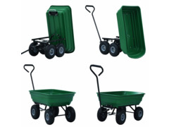 Zahradní sklápěcí ruční vozík 300 kg 75 l zelený