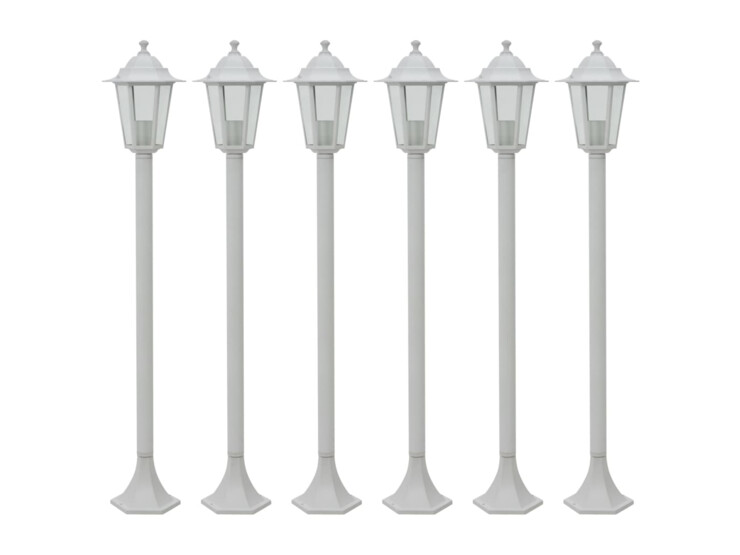 Zahradní sloupové lampy 6 ks E27 110 cm hliníkové bílé