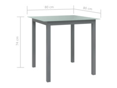 Zahradní stůl světle šedý 80 x 80 x 74 cm hliník a sklo