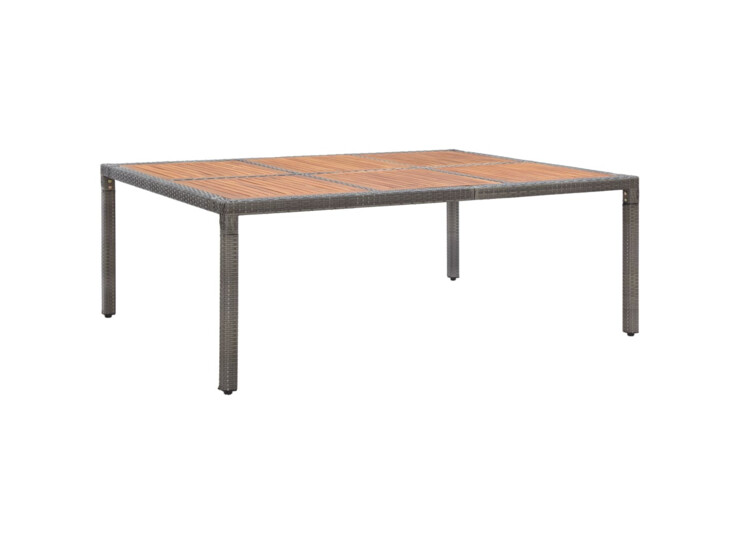 Zahradní stůl šedý 200 x 150 x 74 cm polyratan a akáciové dřevo