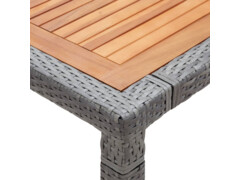 Zahradní stůl šedý 200 x 150 x 74 cm polyratan a akáciové dřevo