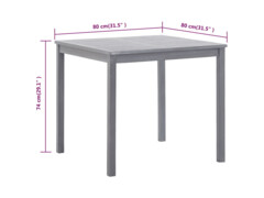 Zahradní stůl šedý 80 x 80 x 74 cm masivní akáciové dřevo