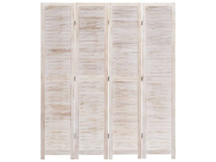 4dílný paraván bílý 140 x 165 cm dřevo